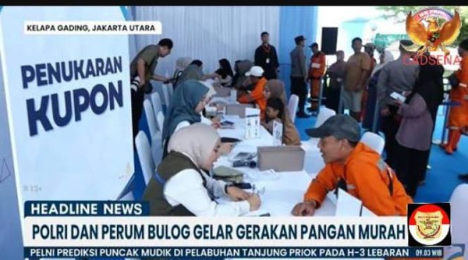 
					Polresta Jakarta Utara, Badan Pangan Nasional dan Badan Usaha Logistik BULOG Kelapa Gading, Gelar Gerakan Pangan Murah Menyambut Ramadhan 1447 H.